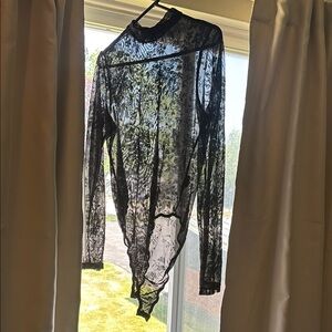 Black Sheer Lace Bodysuit